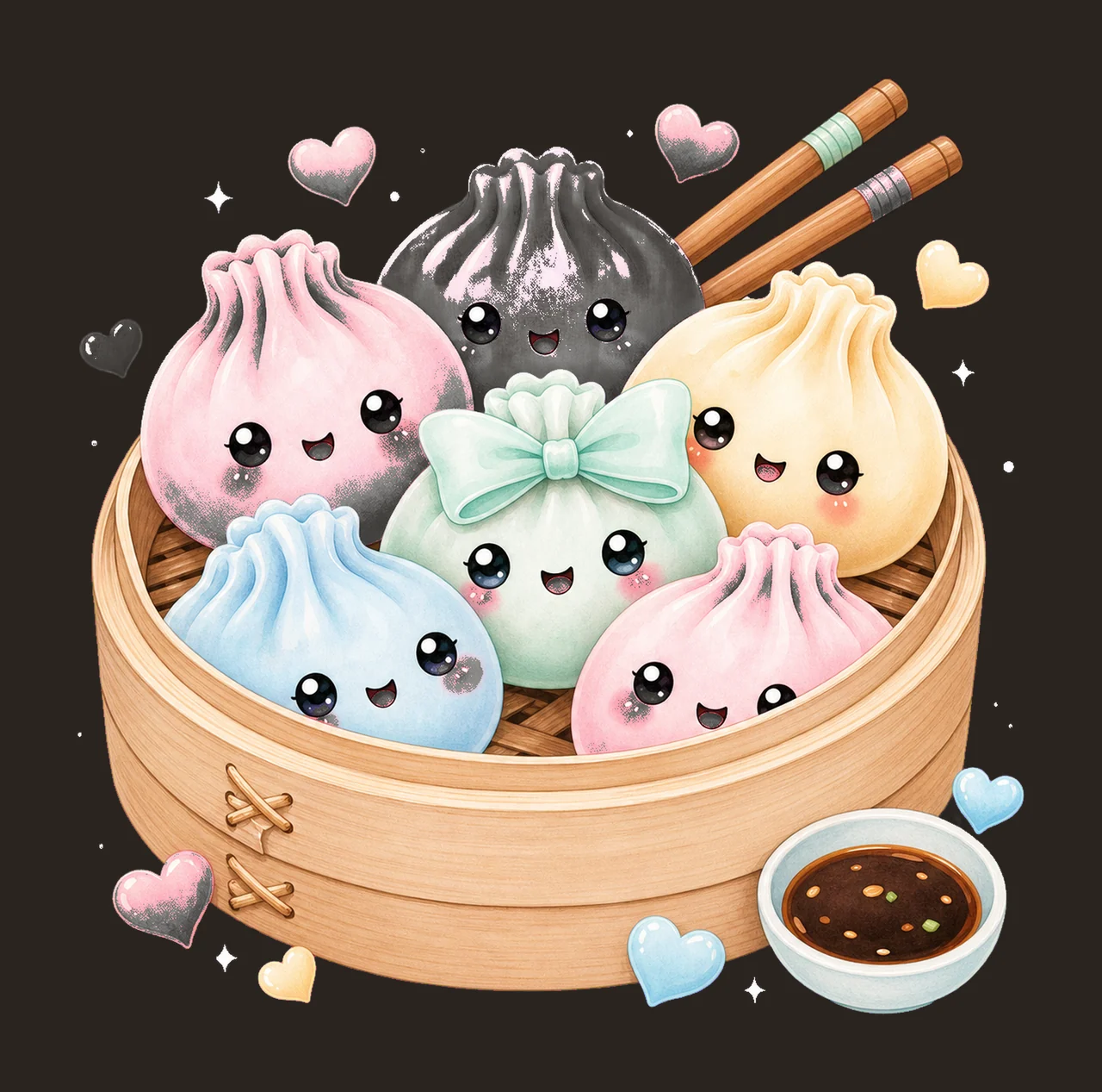 Kawaii Dumpling Cute Pastel Anime Food Variation D contrast preview thumbnail