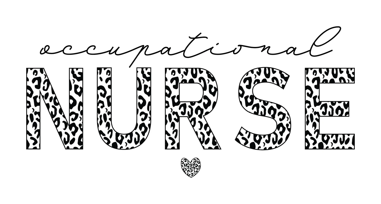 Occupational Nurse Script And Leopard Text Display Heart Graphic