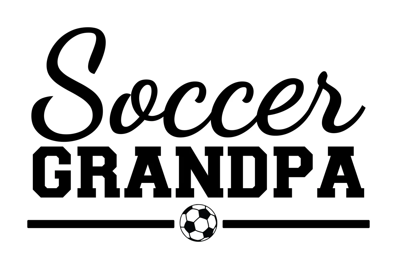 Soccer Grandpa Text With A Ball And Horizontal lines typography