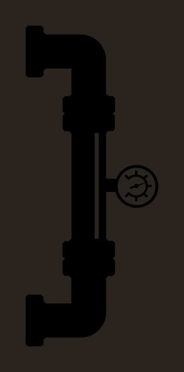 Black Pipe Segment With A Circular Pressure Gauge flange silhouette contrast preview thumbnail