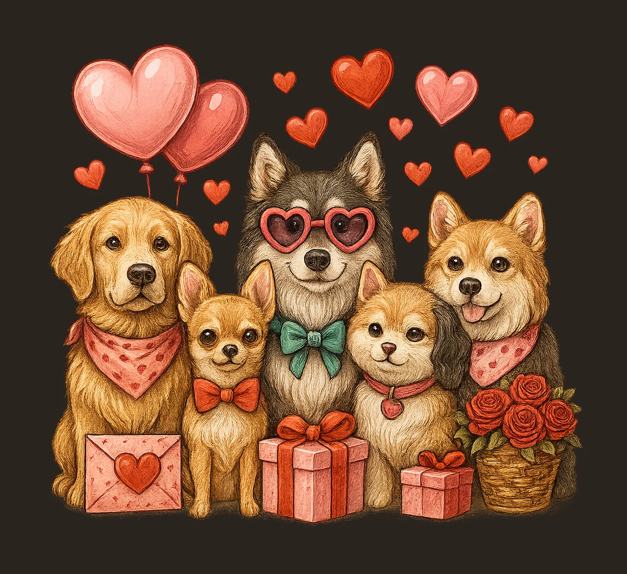 Dog Valentine Dog Mom Paw Print Heart Design Valentines Day contrast preview thumbnail