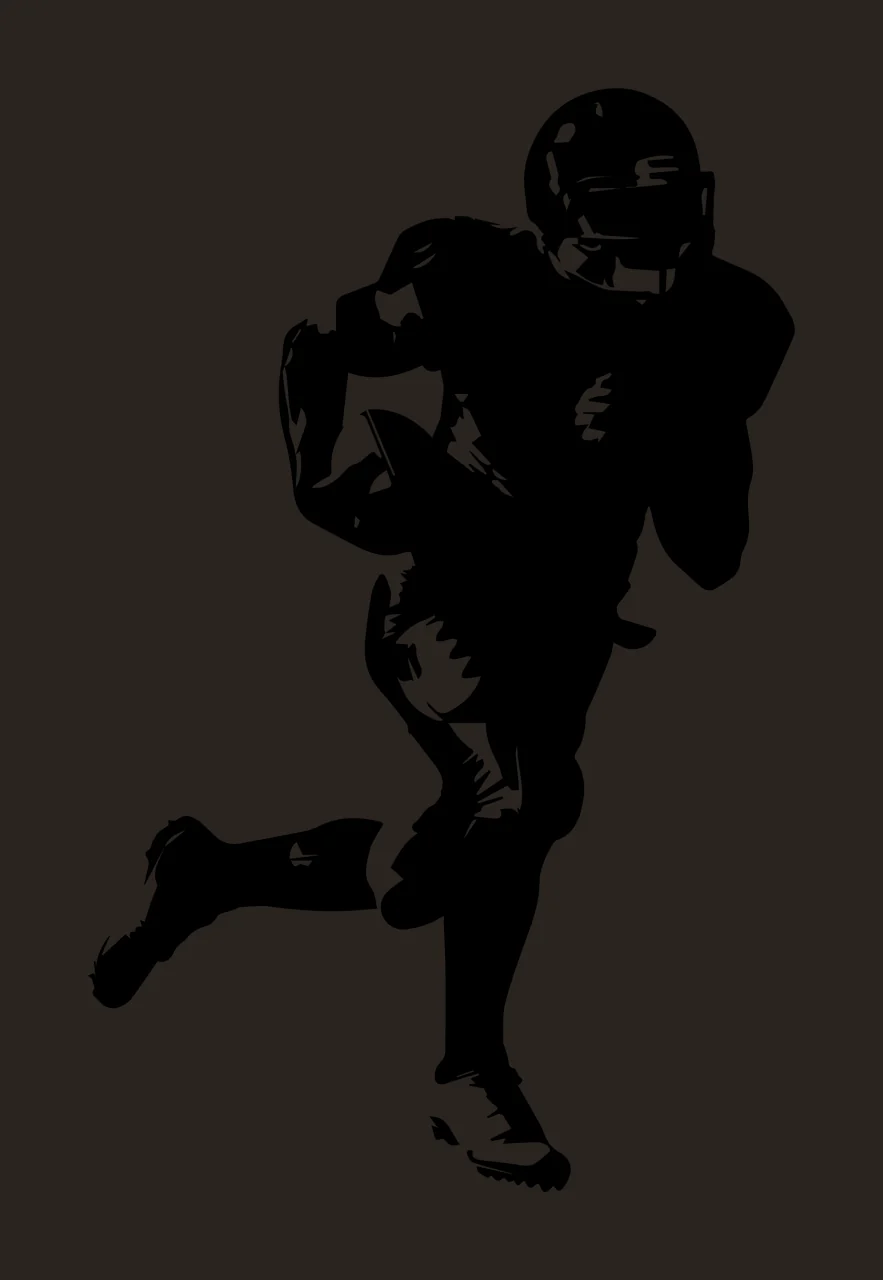 Football Player Running With Ball helmet cleats Stenciled silhouette contrast preview thumbnail