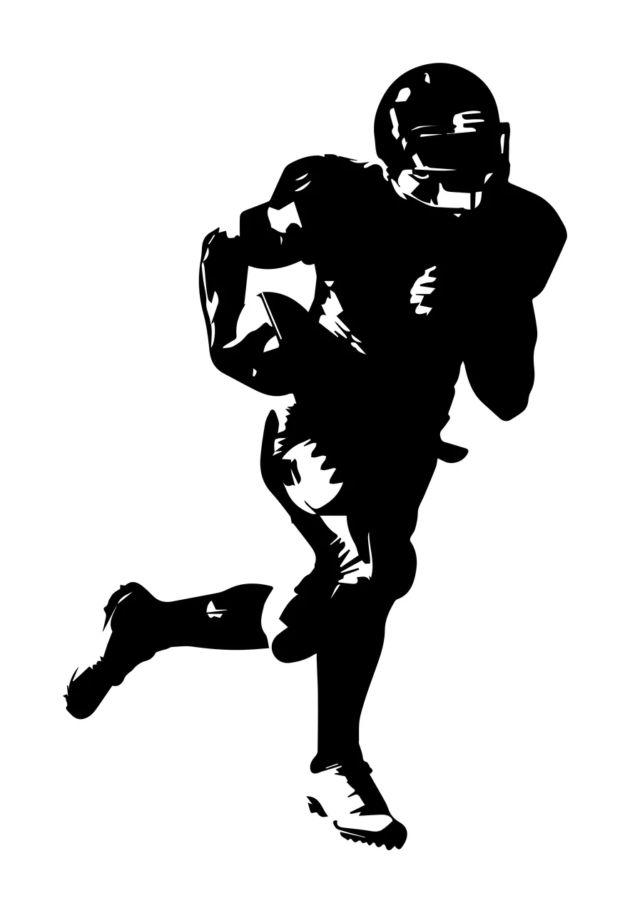 Football Player Running With Ball helmet cleats Stenciled silhouette