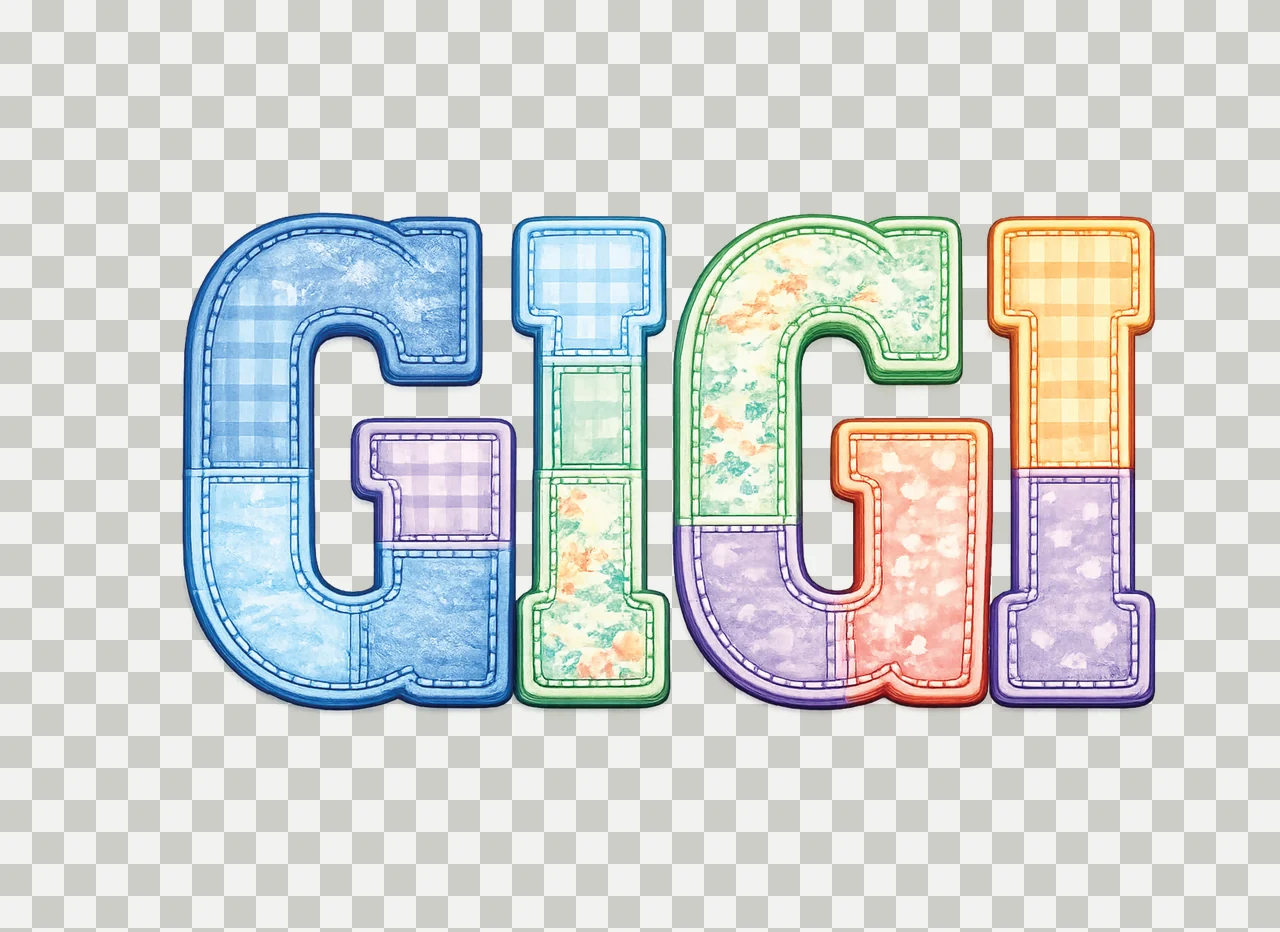 Patchwork Floral Gigi Colorful Letter Design Grandma Gift transparency and detail preview thumbnail