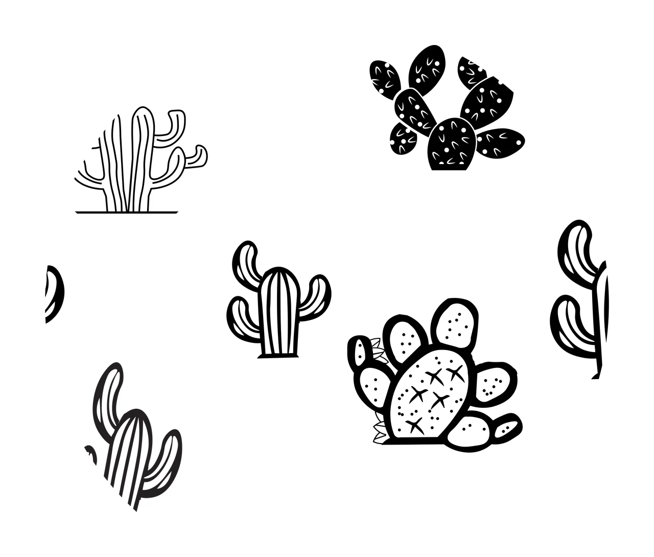 Keychain Cactus Collection In Circular Silhouette Frame patterned