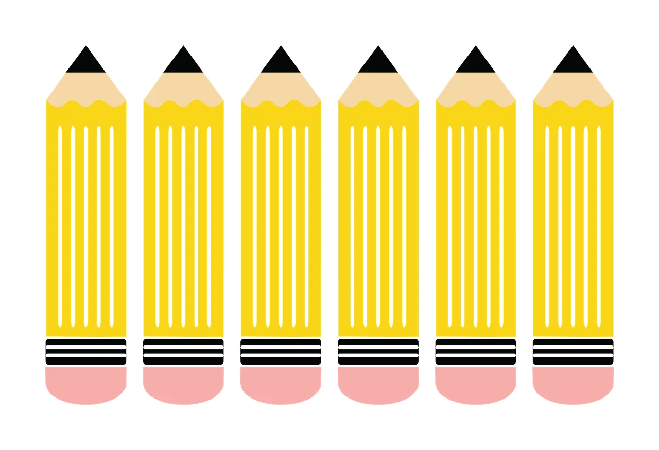 Pencils With Tips And Erasers In Yellow