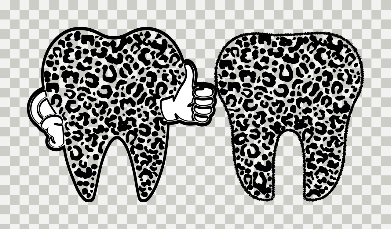 Tooth Two Teeth Black And Spotted Patterns side by side solid transparency and detail preview thumbnail