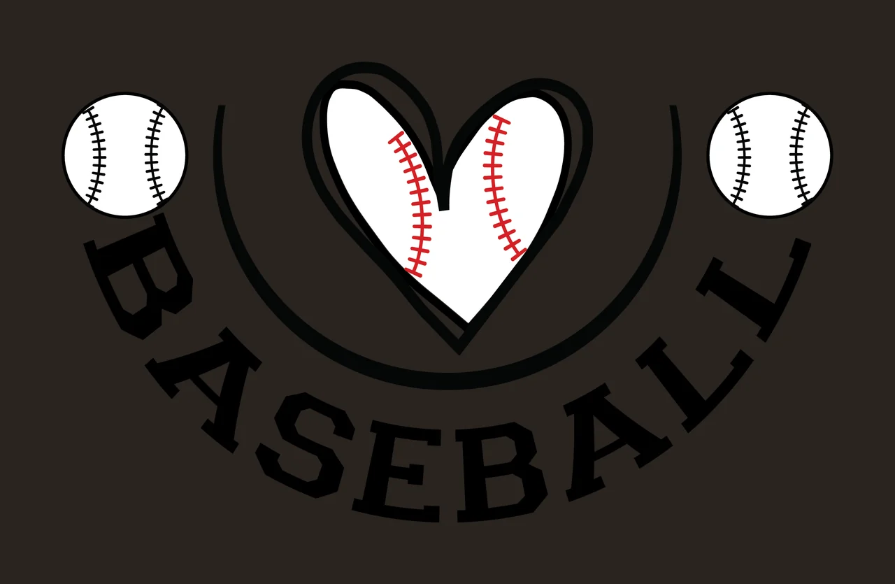 Baseball Heart Shape Black Graphic symbol decorating circles contrast preview thumbnail