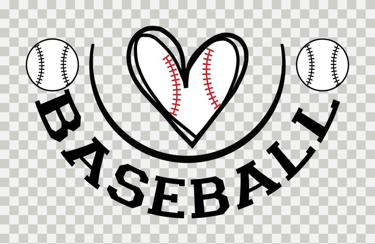 Baseball Heart Shape Black Graphic symbol decorating circles transparency and detail preview thumbnail