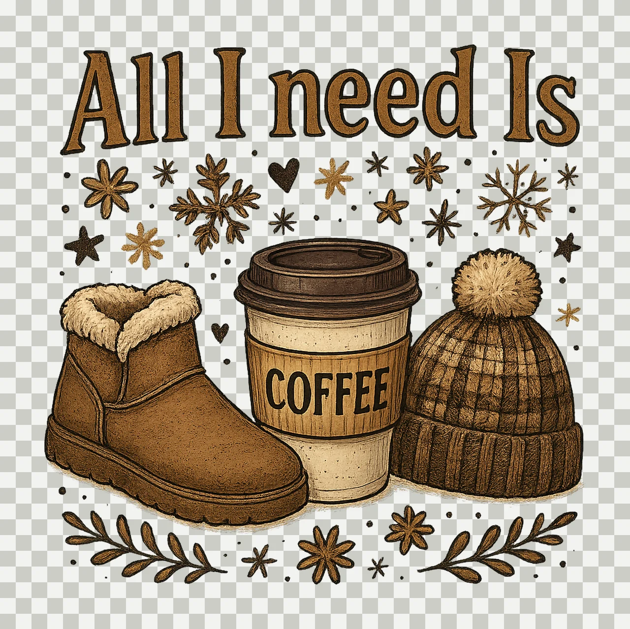 All Need Is Coffee Fall Sublimation Design Cozy Autumn transparency and detail preview thumbnail