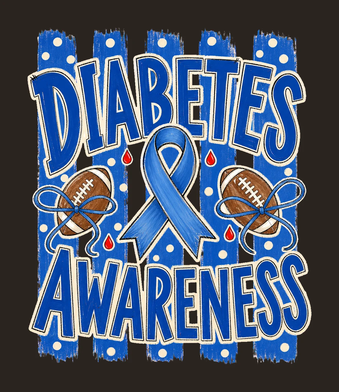 Preppy Football Diabetes Awareness Blue Variation B contrast preview thumbnail
