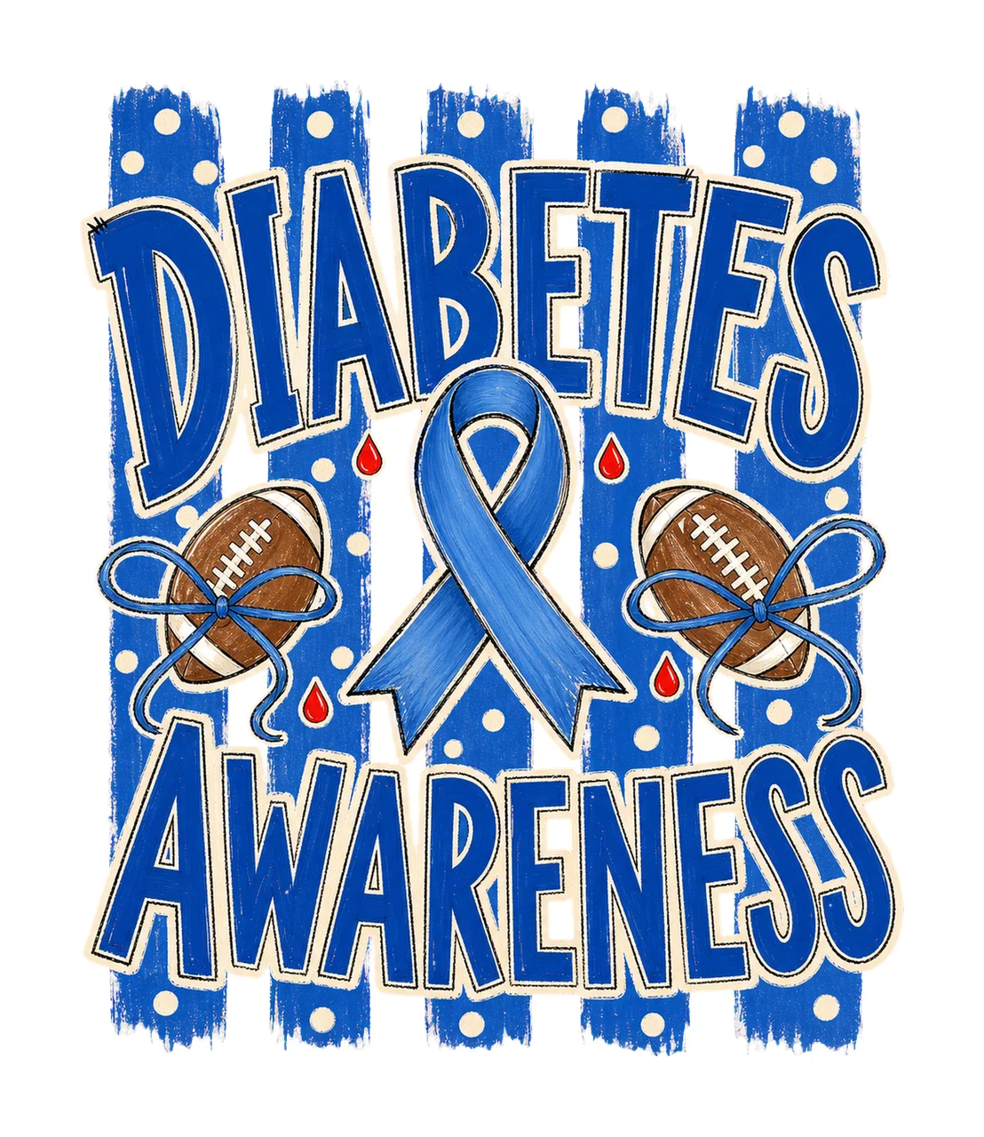 Preppy Football Diabetes Awareness Blue Variation B