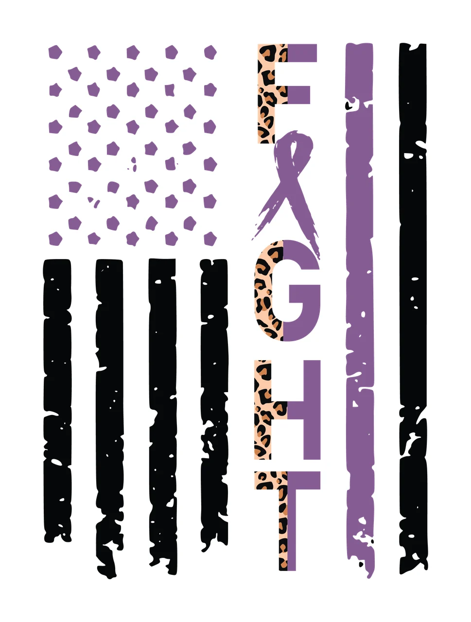 Fight Typography With Flag Style Accents ribbon stripes stars