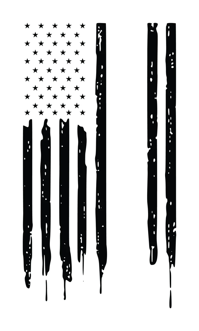 Flag Vertical Graphic With Stars And Two Dripping stripes lines