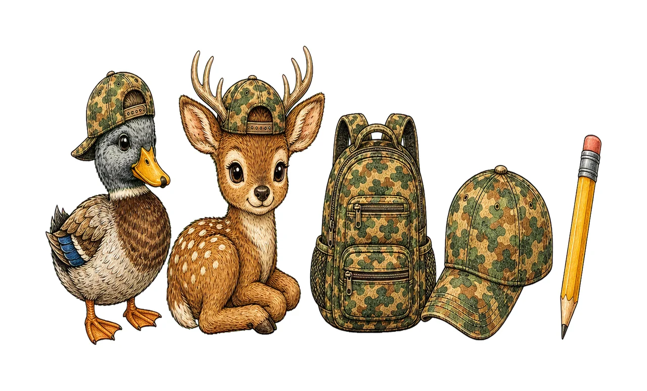 Recess Deer Duck School Doodle Kids sublimation Variation B