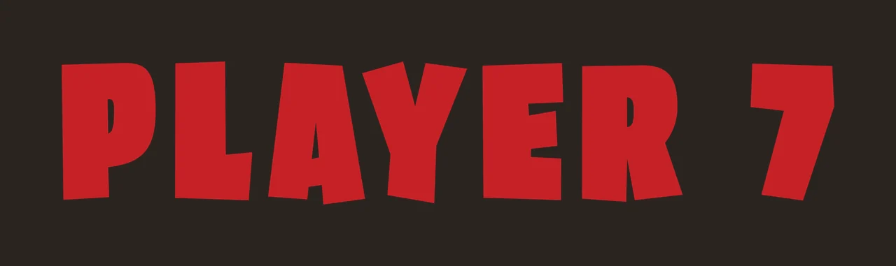 Player 7 Bold Black Text Reading Seven letters numbers typography contrast preview thumbnail