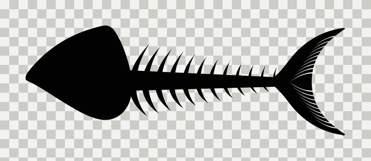 Small Black Fish Skeleton Silhouette With A Pointed bone marine transparency and detail preview thumbnail
