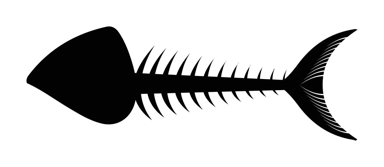 Small Black Fish Skeleton Silhouette With A Pointed bone marine