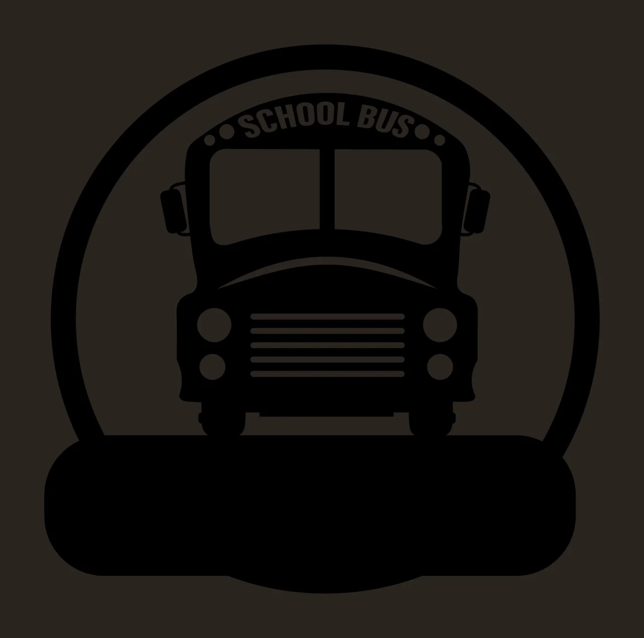 School Bus With Circle And Banner In Black contrast preview thumbnail