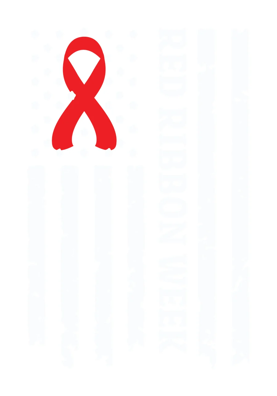 Red Ribbon Week Distressed Flag Graphic