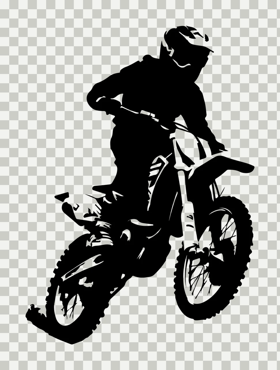 Motocross Silhouette Of Rider On Bike riding motorcycle helmet transparency and detail preview thumbnail