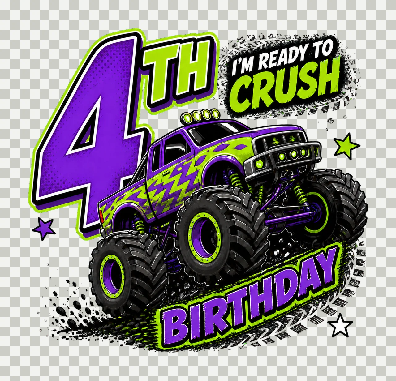 Monster Truck Birthday Ready to Crush 4th Birthday transparency and detail preview thumbnail