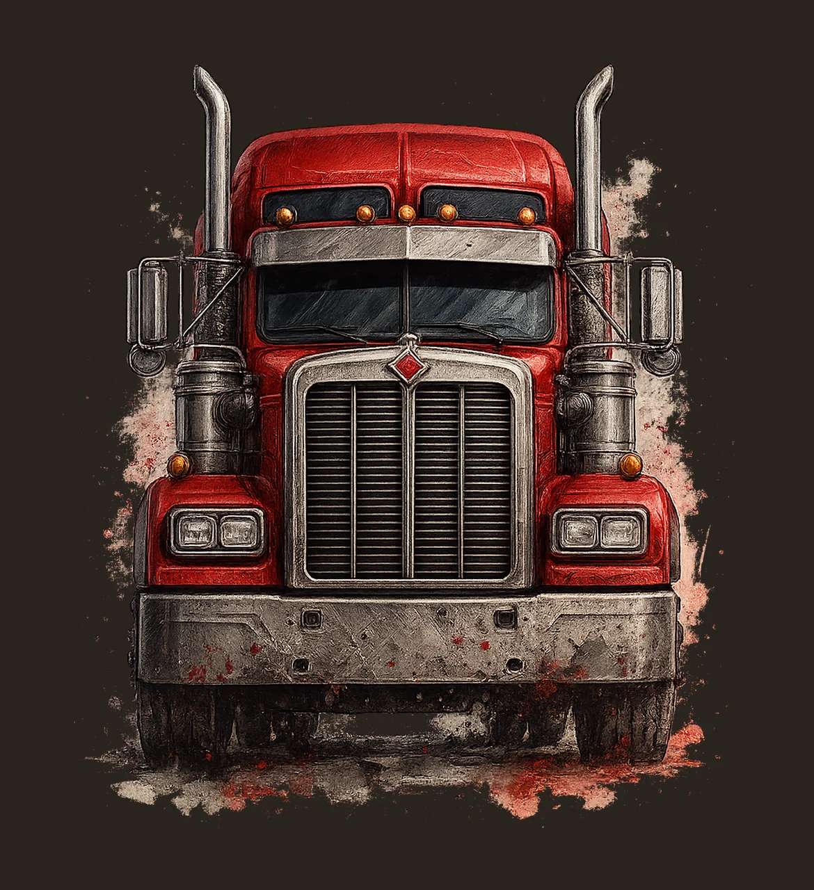 Red Semi Truck Artwork Sublimation Design Truck Lover Gift contrast preview thumbnail