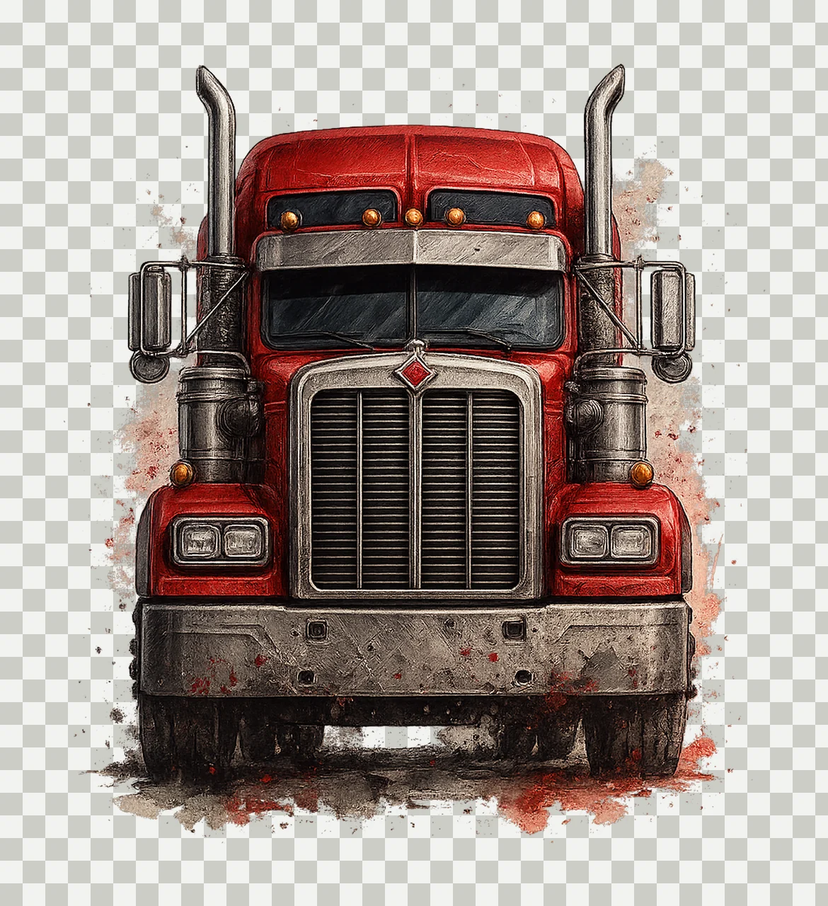Red Semi Truck Artwork Sublimation Design Truck Lover Gift transparency and detail preview thumbnail