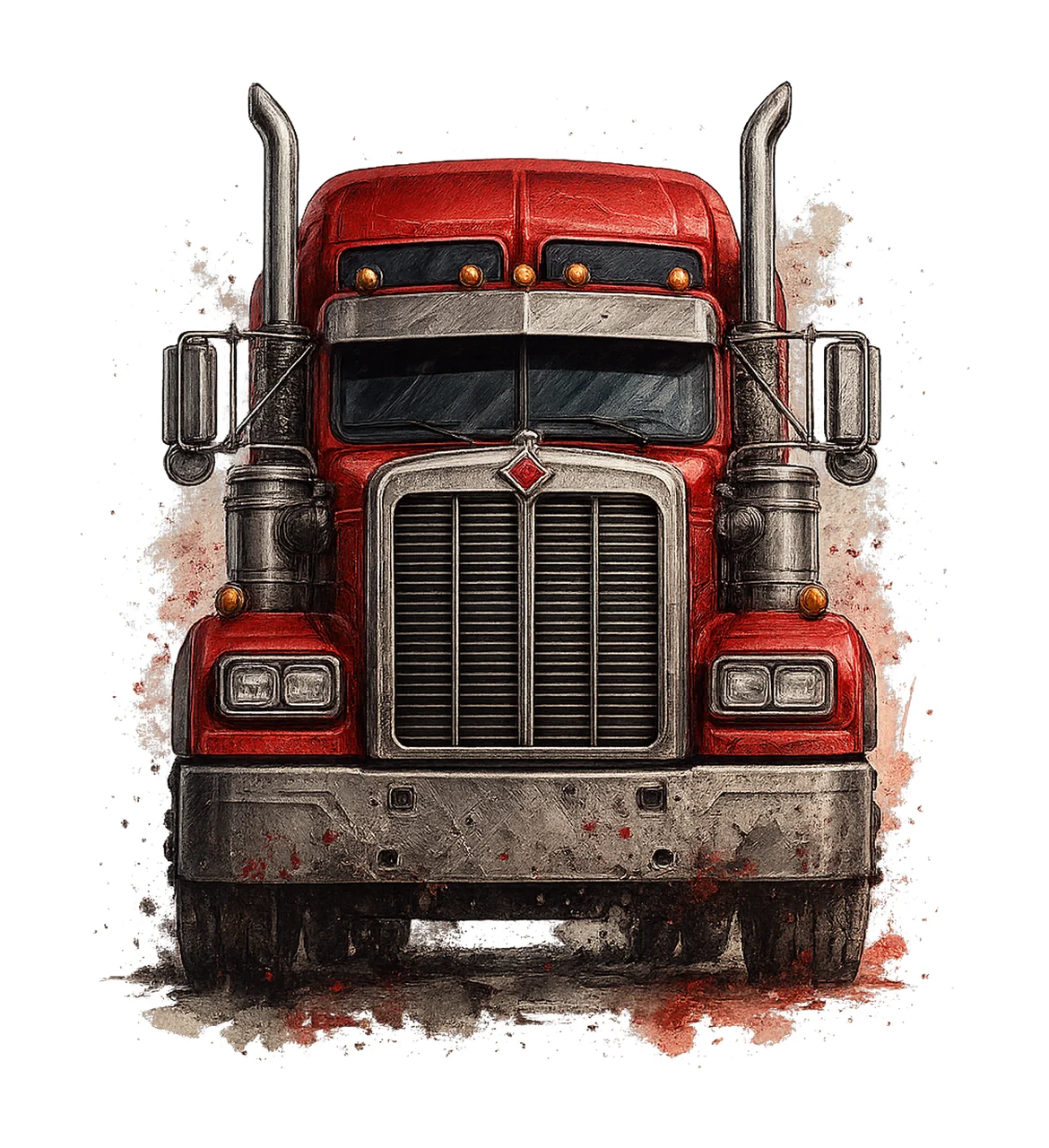 Red Semi Truck Artwork Sublimation Design Truck Lover Gift