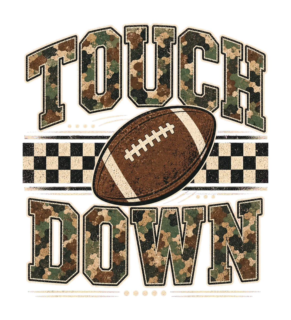 Camo Checkered Football Touchdown Trendy Game Variation B
