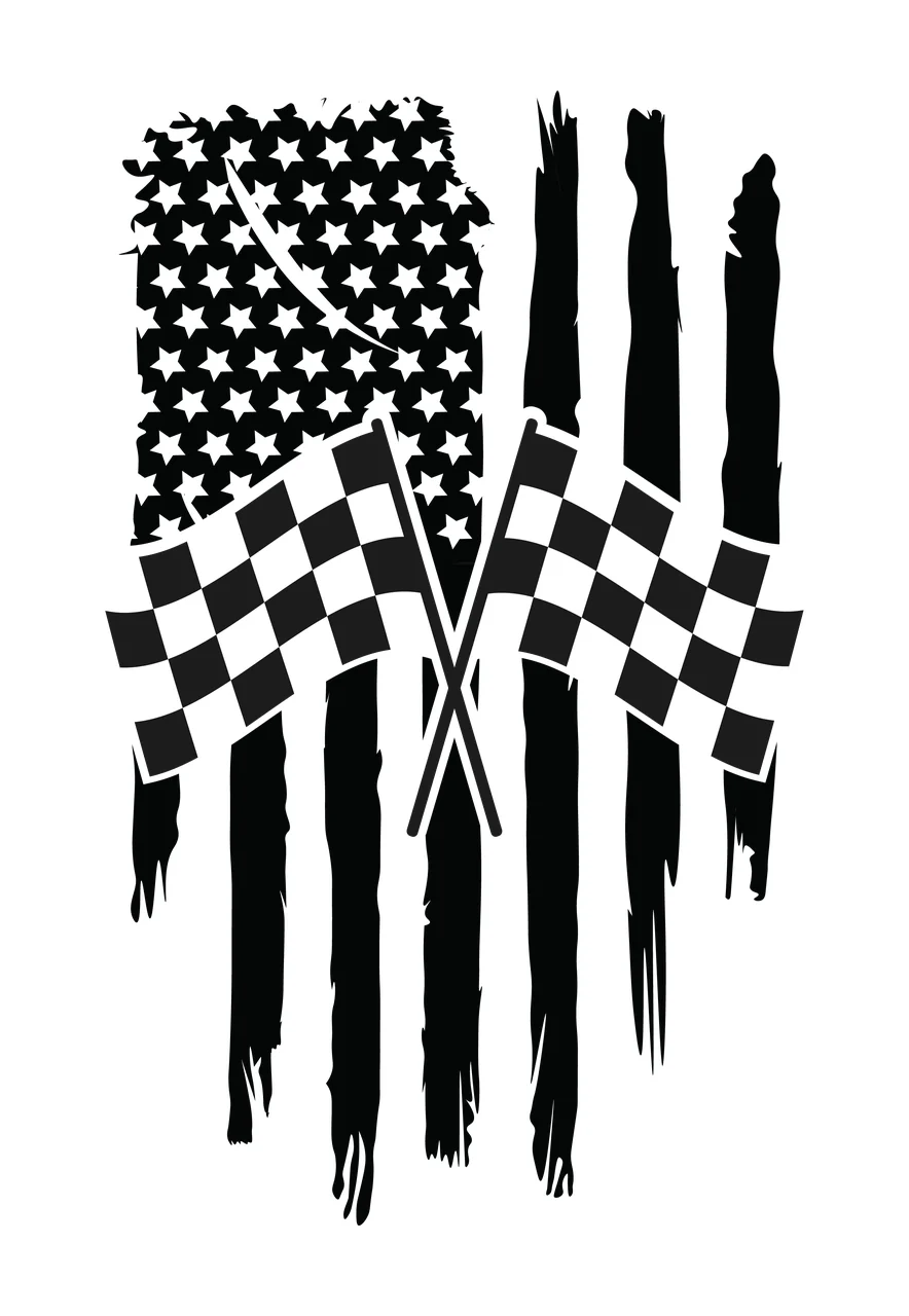 Flag Crossed Flags On A Vertical Distressed stars stripes black