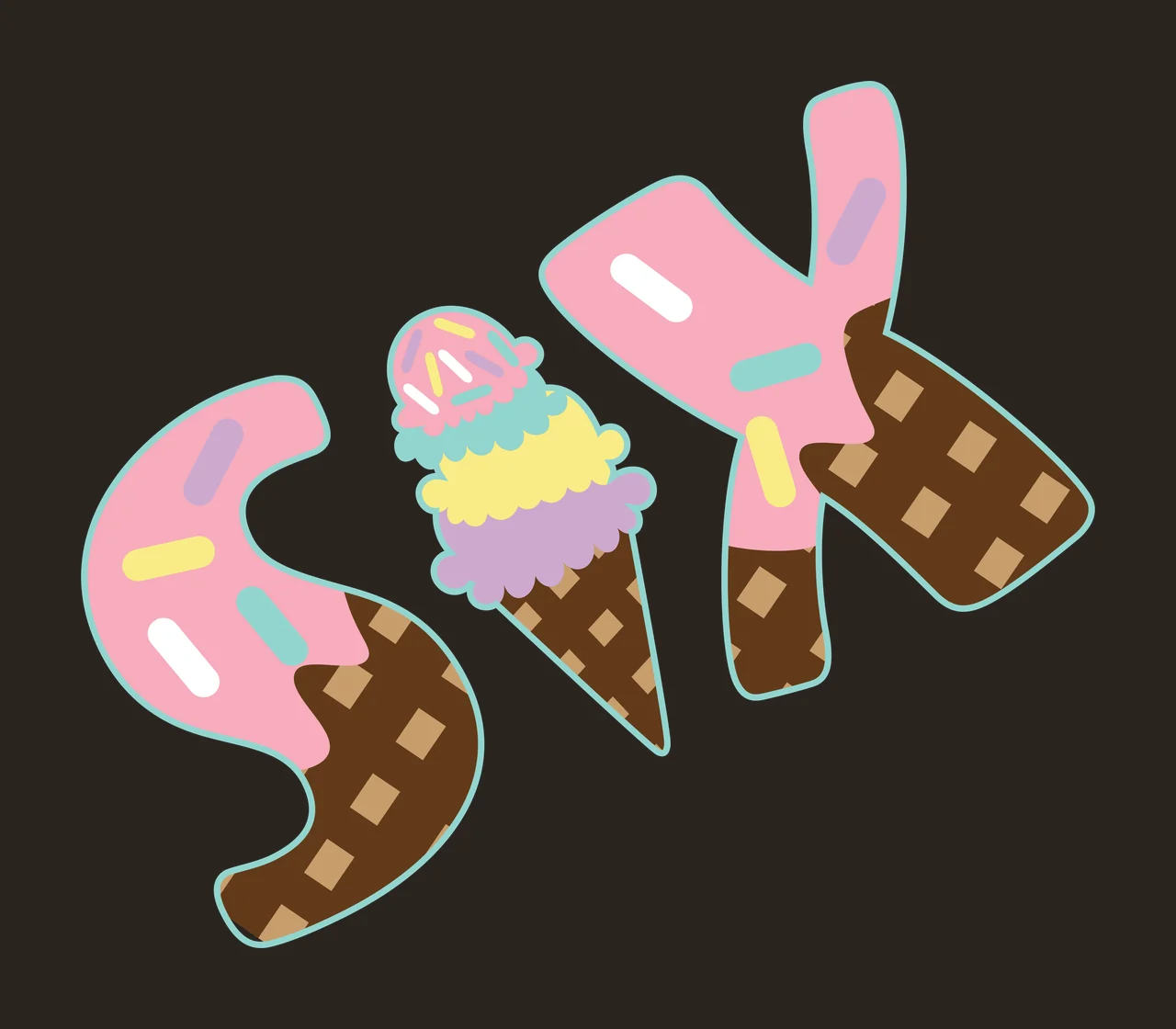 Ice Cream Six Lettering spelling letter S cone X silhouette contrast preview thumbnail