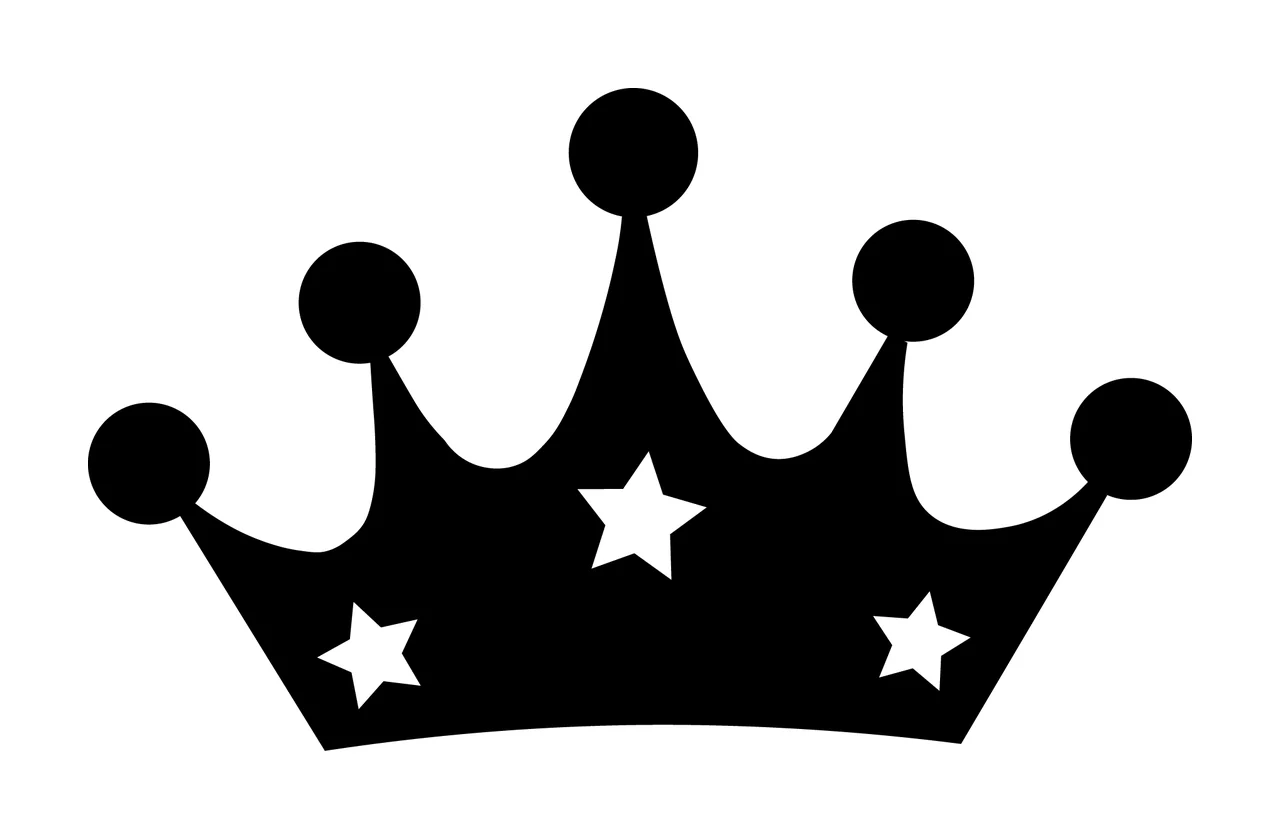 Crown With Star And Circle In Black