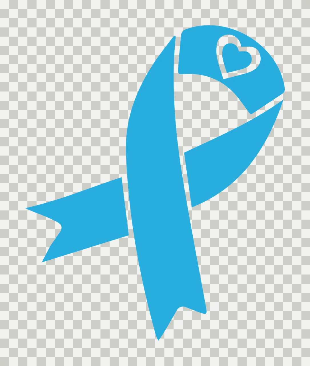 Blue awareness ribbon with white heart Illustration transparency and detail preview thumbnail