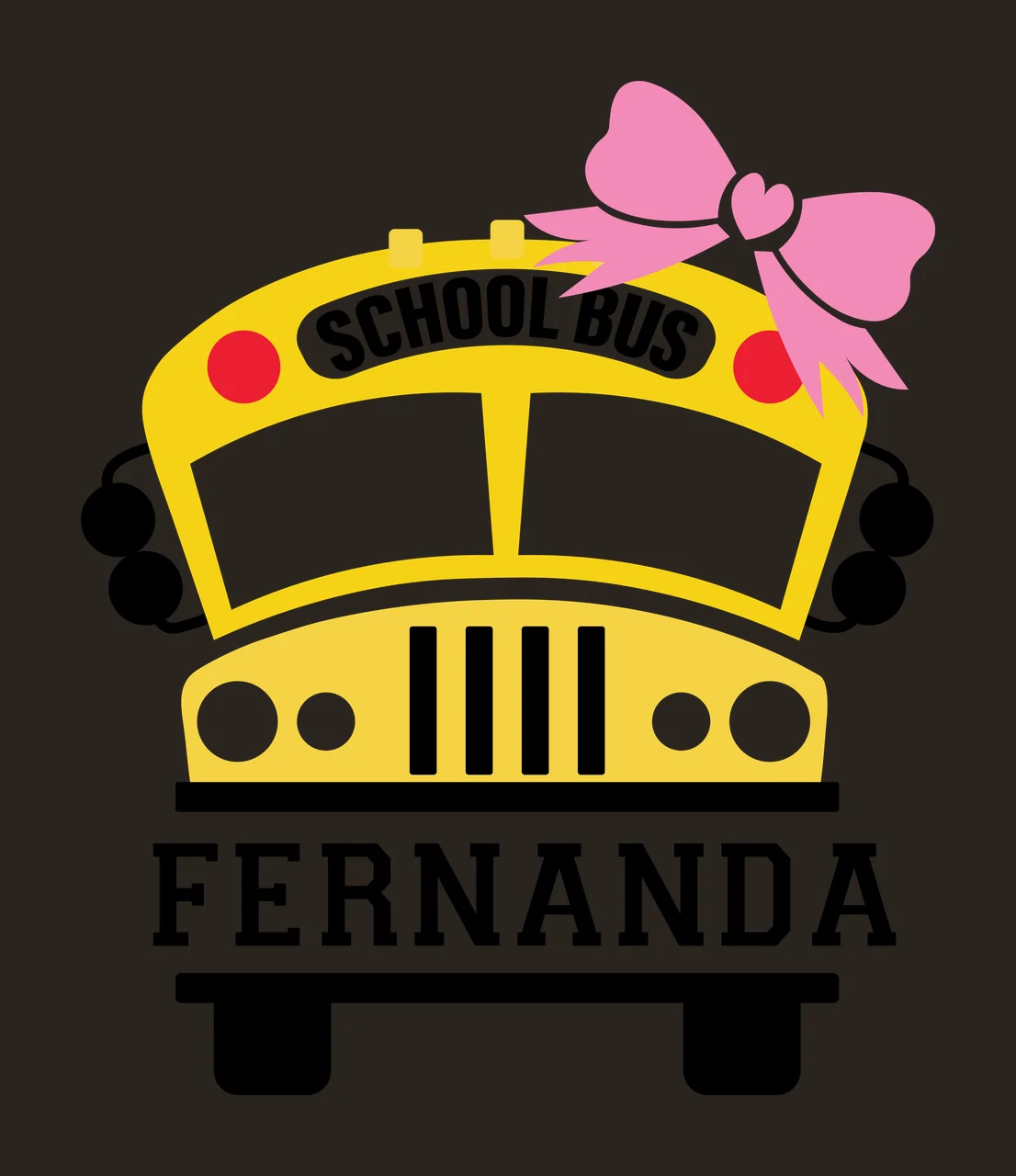 School Bus Fernanda With Bow labeling silhouette black white contrast preview thumbnail
