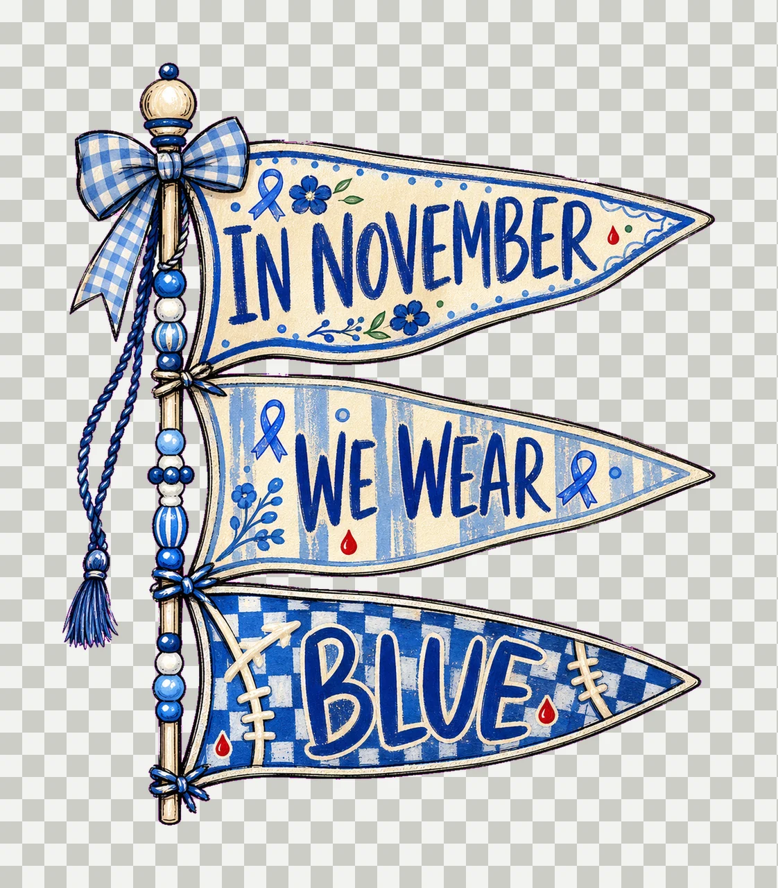 Diabetes Awareness Blue Pennant Flags bundle 02 transparency and detail preview thumbnail