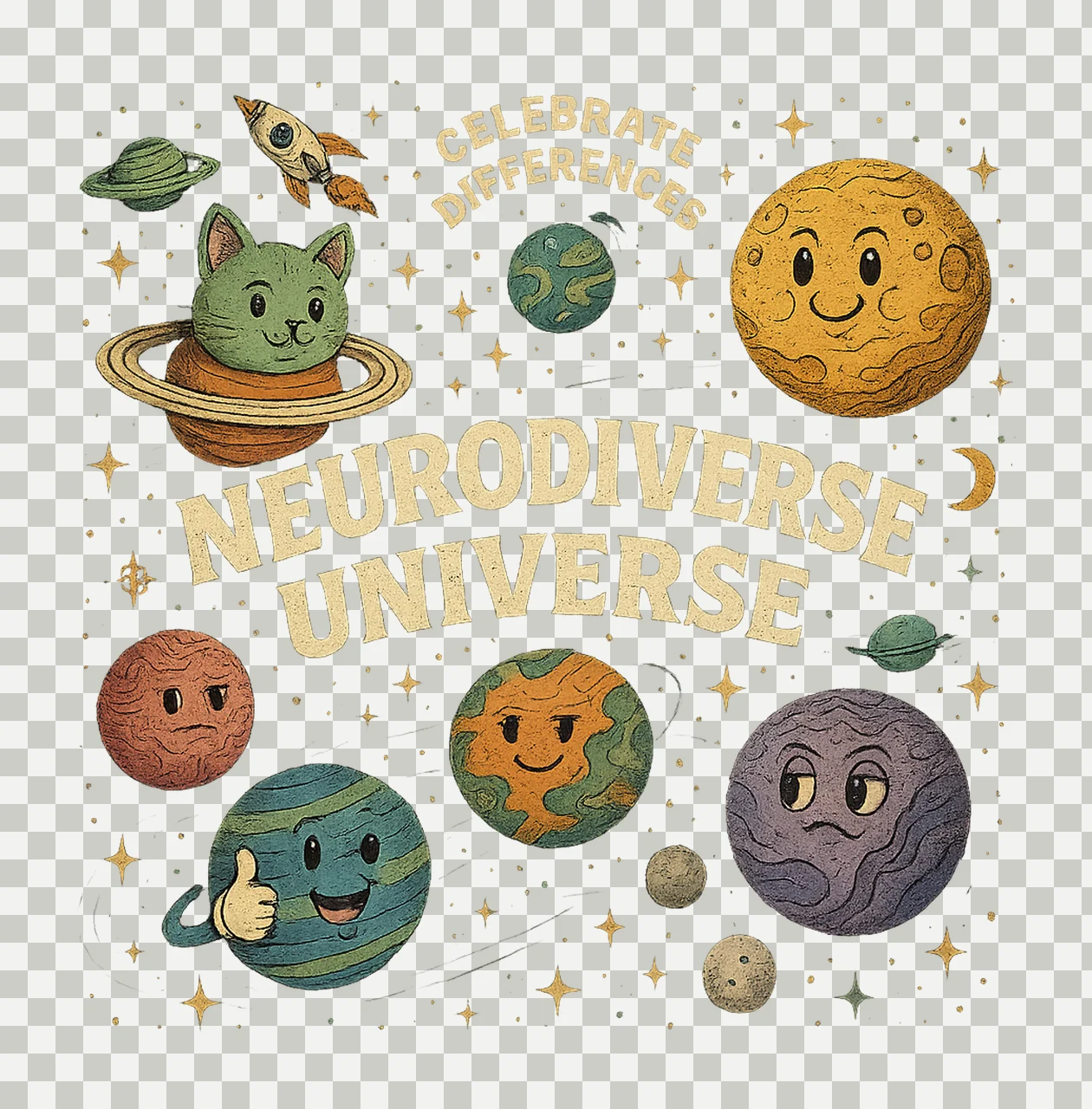 Neurodiverse Universe Autism Awareness Shirt Design Space transparency and detail preview thumbnail
