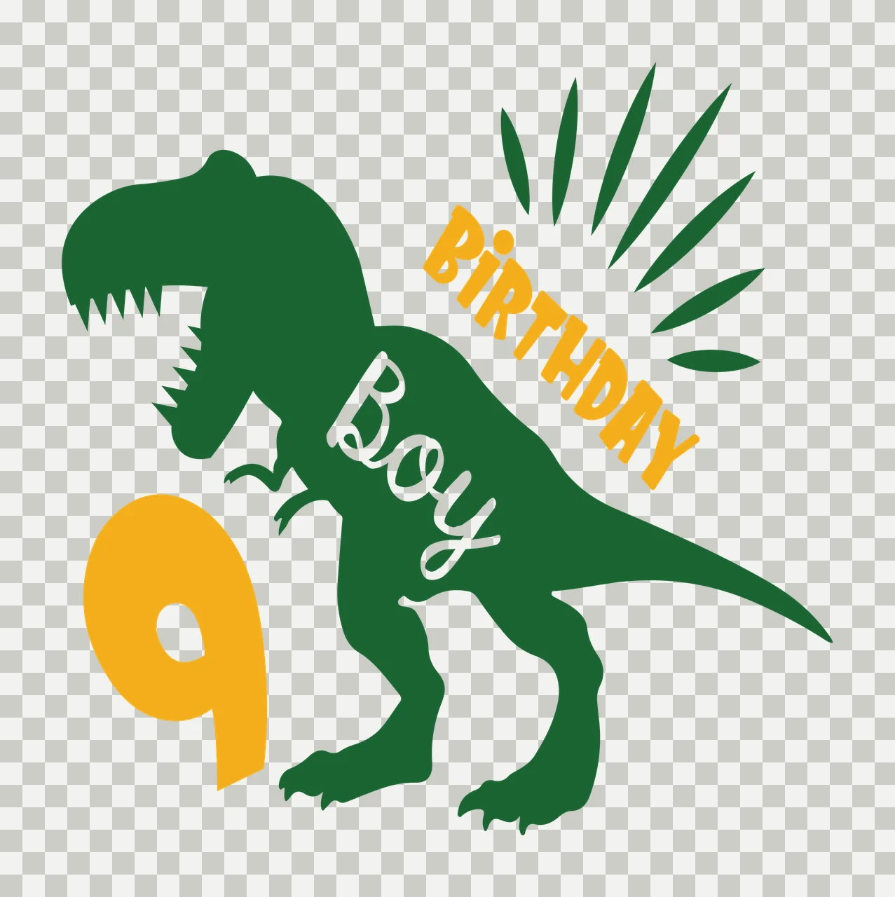 Birthday Dinosaur Graphic standing number sunburst Variation transparency and detail preview thumbnail