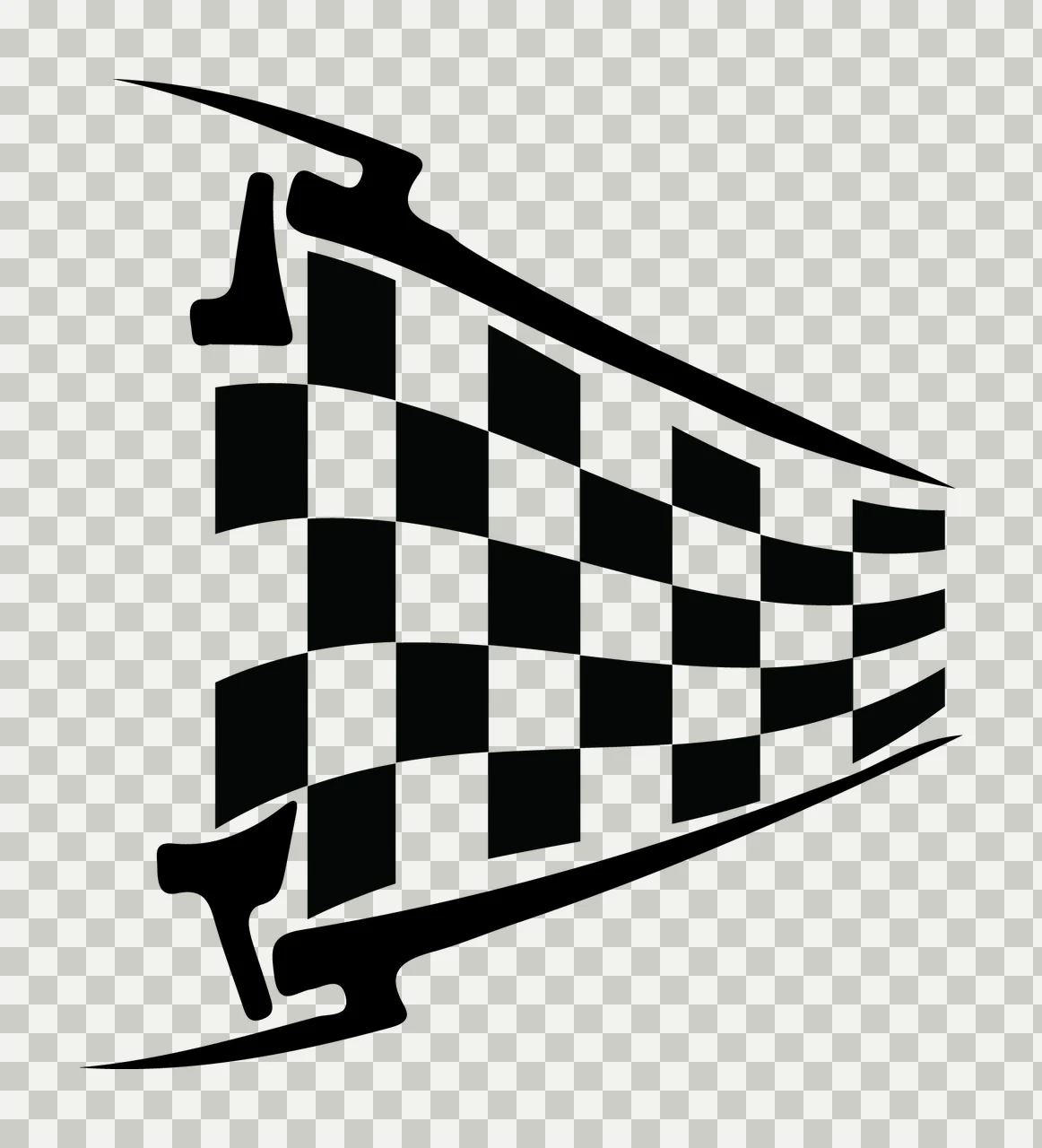 Black And White Checkered Pattern On A Curved flag waving banner transparency and detail preview thumbnail