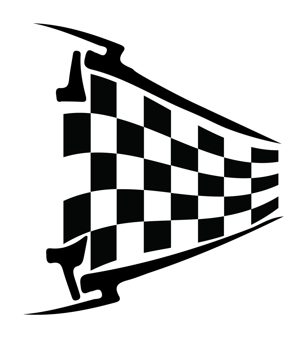 Black And White Checkered Pattern On A Curved flag waving banner