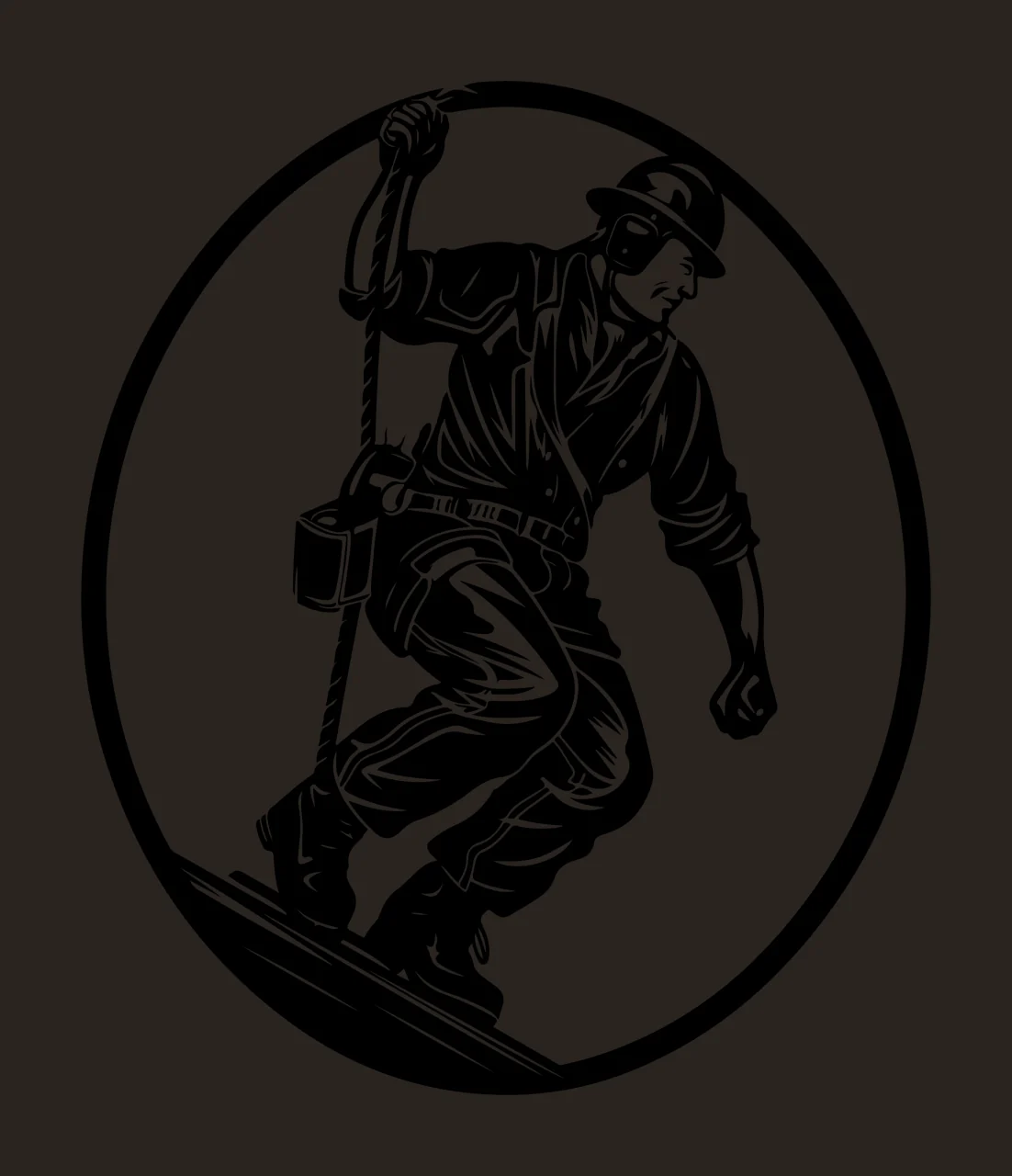 Industrial Worker On A Climbing Rope harness helmet boots circular contrast preview thumbnail