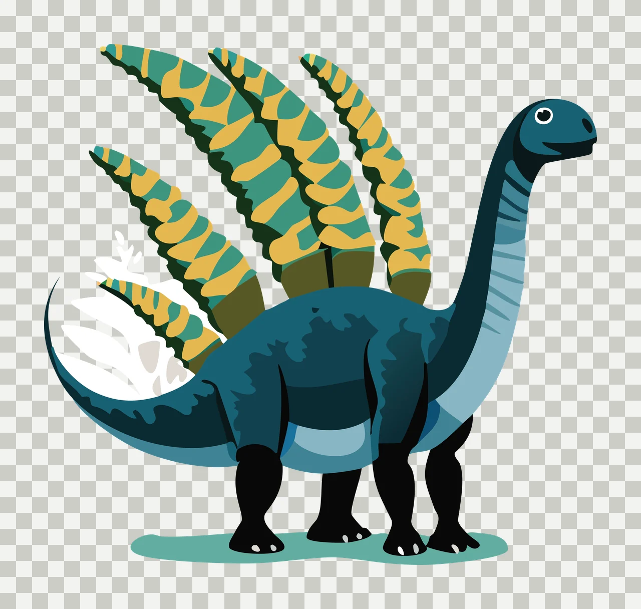 Dinosaur Silhouette With Fan Leaves standing leaf black white transparency and detail preview thumbnail