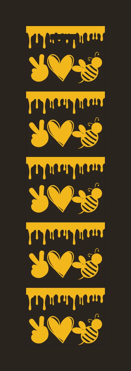 Repeating Pattern Of Hand Sign Heart Bee drip black white contrast preview thumbnail