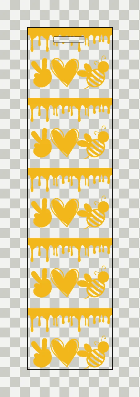 Repeating Pattern Of Hand Sign Heart Bee drip black white transparency and detail preview thumbnail