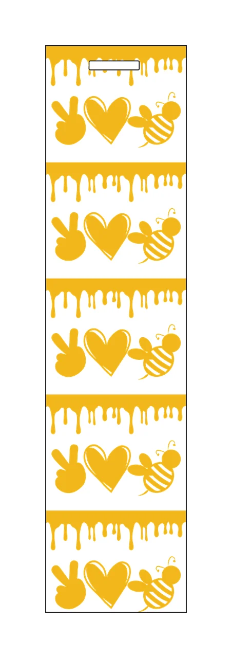 Repeating Pattern Of Hand Sign Heart Bee drip black white