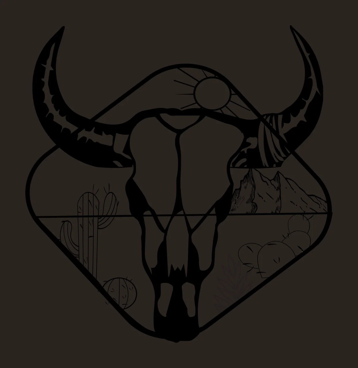 Bull Skull Mountain Landscape Silhouette overlay sun mountains contrast preview thumbnail