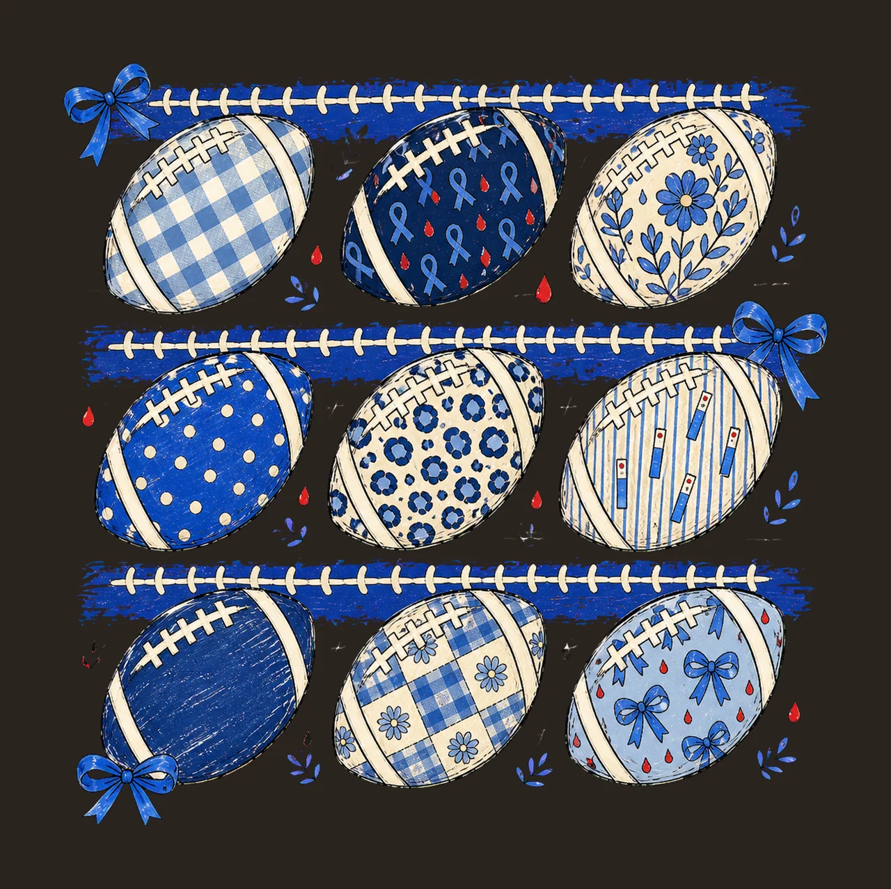 Nine Football Diabetes Awareness Patterns Variation C contrast preview thumbnail