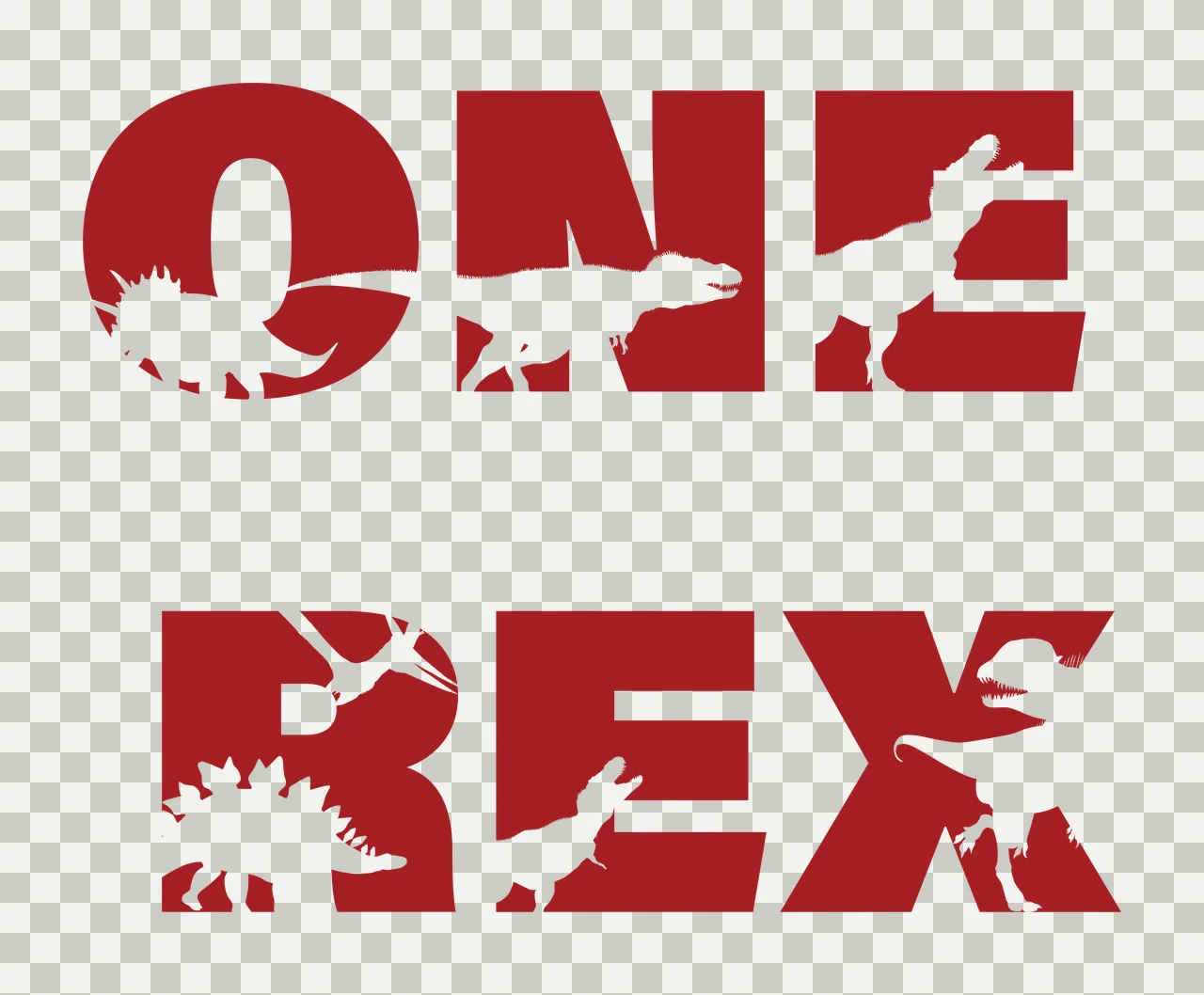 Dinosaur One Rex Text With Silhouettes displaying letters stegosaurus transparency and detail preview thumbnail