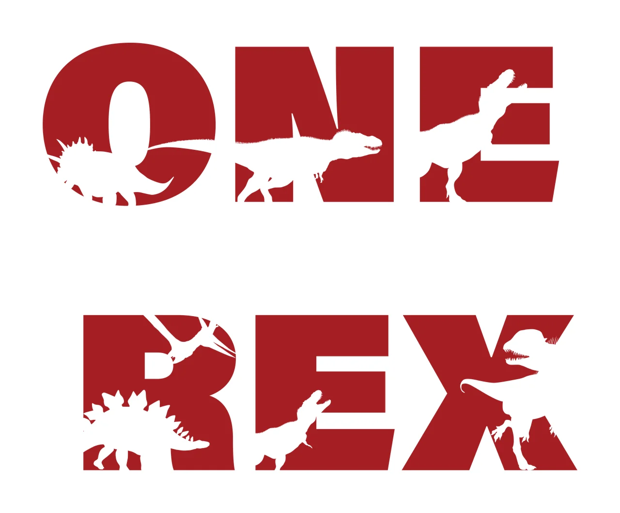 Dinosaur One Rex Text With Silhouettes displaying letters stegosaurus