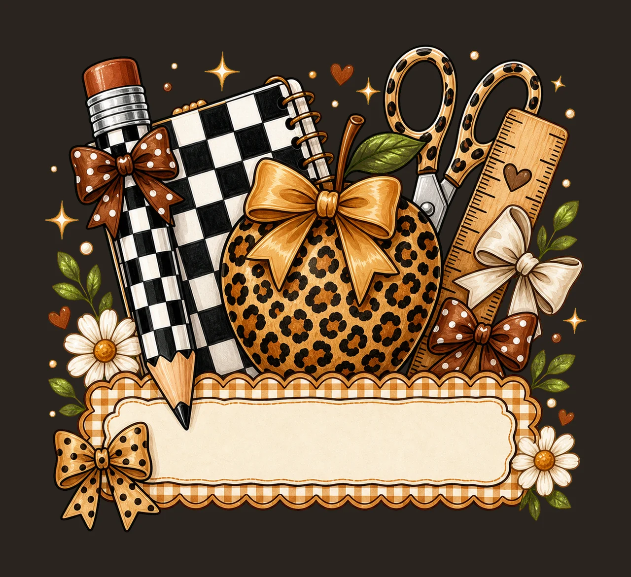 Custom Teacher Apple Teacher Love Inspire School Variation B contrast preview thumbnail
